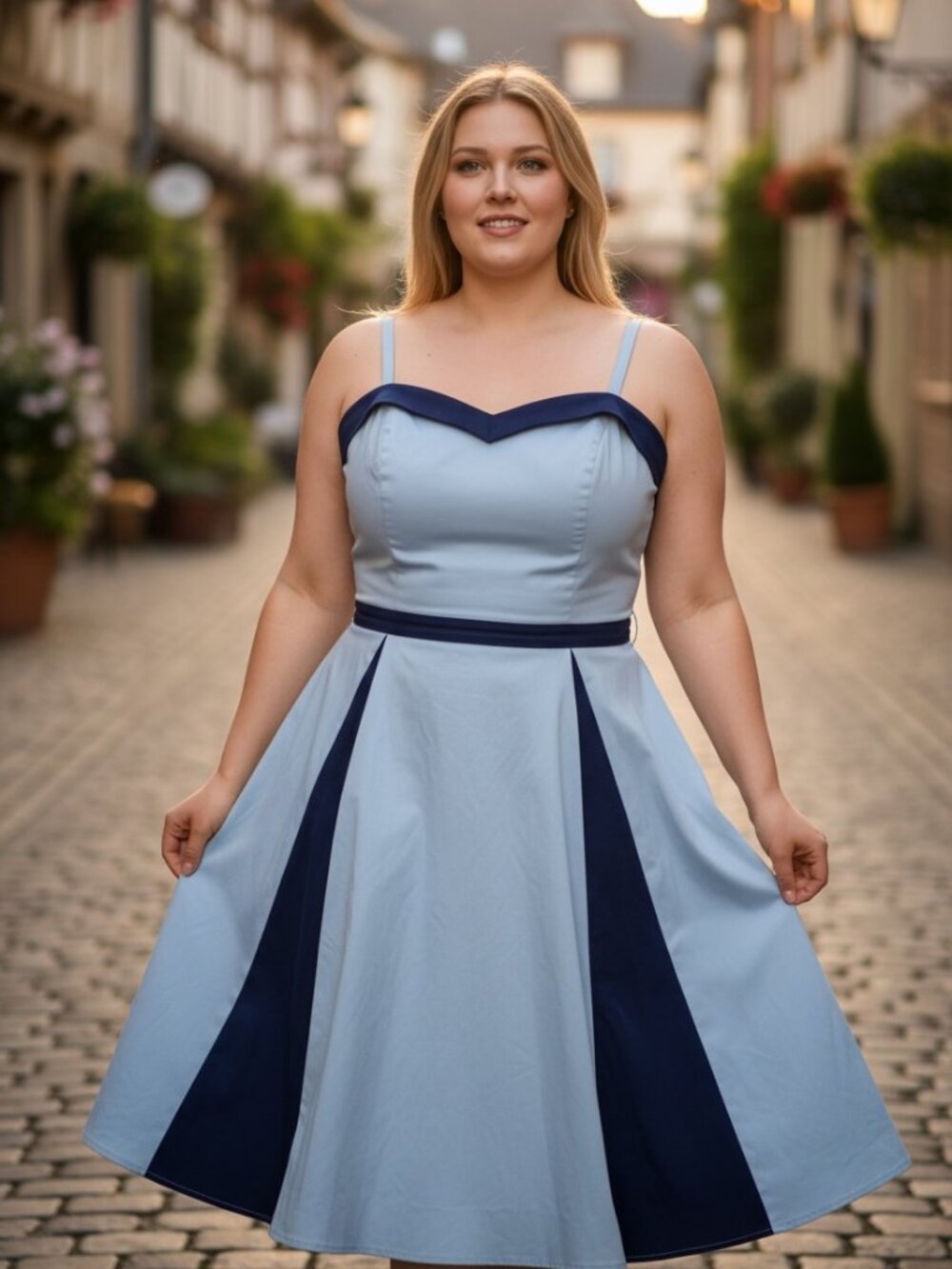 Disney Her Our Universe Blue Navy Fit Flare Dress sz 18 2xL Cosplay Pockets